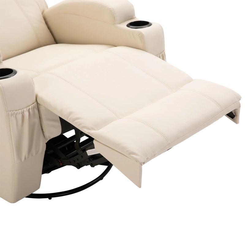 Maxx Reclining Swivel Vibration Massage Chair - Cream - Seasonal Overstock