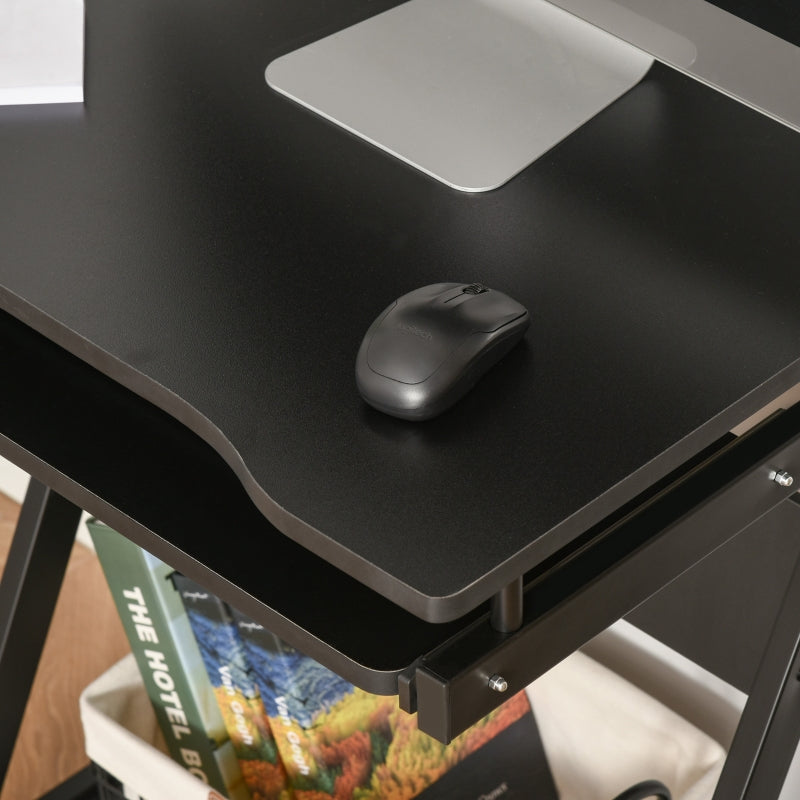 Brady 24" Black Rolling Desk with Keyboard Tray - Seasonal Overstock