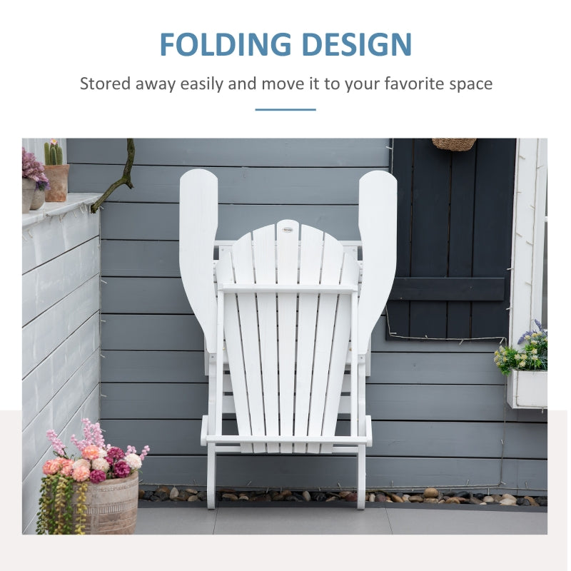 Layton White Folding Adirondack Chair with Retractable Lounger - Seasonal Overstock