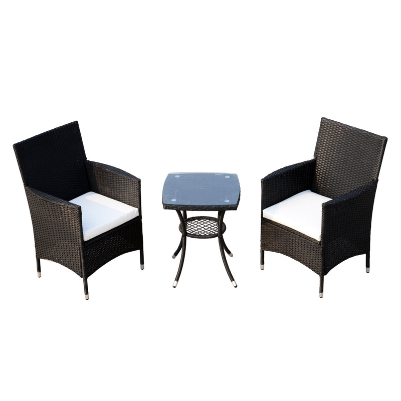 Okana 3pc Rattan Patio Chairs & Table Set - Black - Seasonal Overstock
