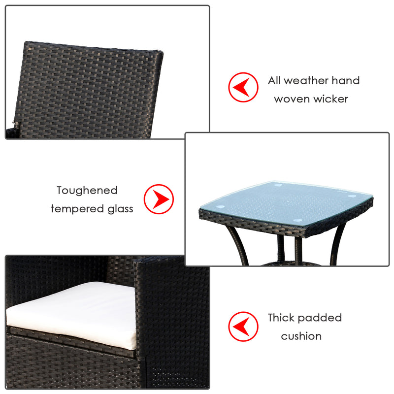Okana 3pc Rattan Patio Chairs & Table Set - Black - Seasonal Overstock