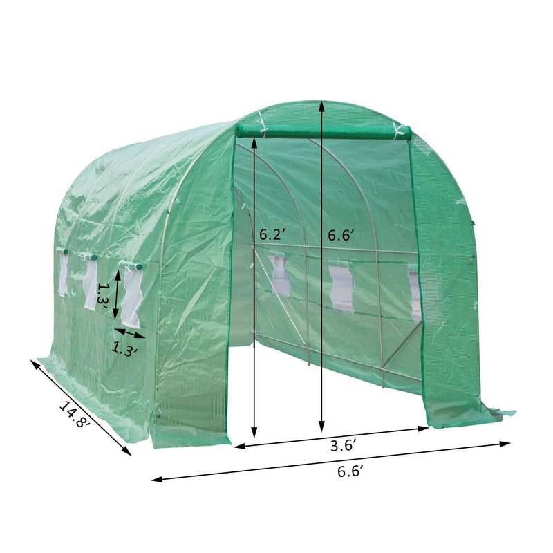 15 x 6.6ft Soft Cover Dome Top Greenhouse - Green - Seasonal Overstock