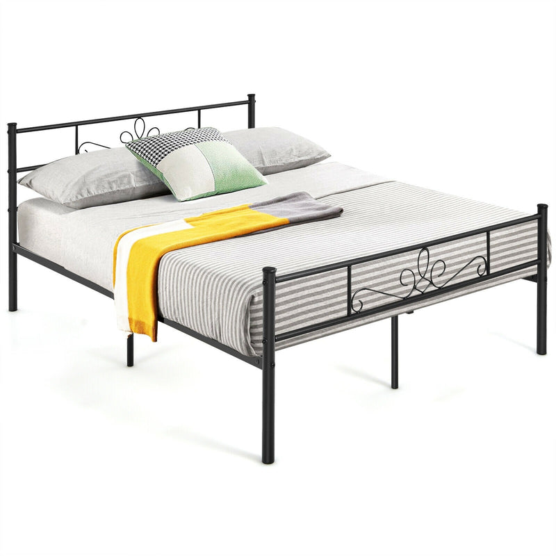 Farrah Full Size Metal Platform Bed Frame with Headboard and Footboard - Seasonal Overstock