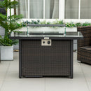 Genesis 50,000 BTU Propane Fire Table Coffee Brown Rattan with Glass Cover