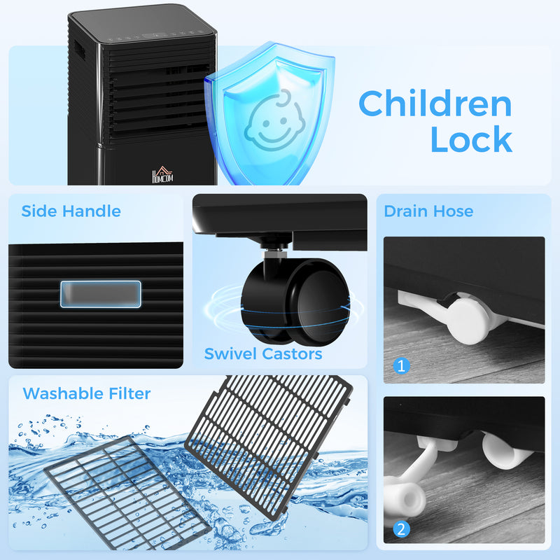 Air Conditioner, HOMCOM 10,000 BTU Portable Air Conditioner with Fan, Dehumidifier, Remote Control, 24-Hr Timer, Window Kit - Black - Seasonal Overstock