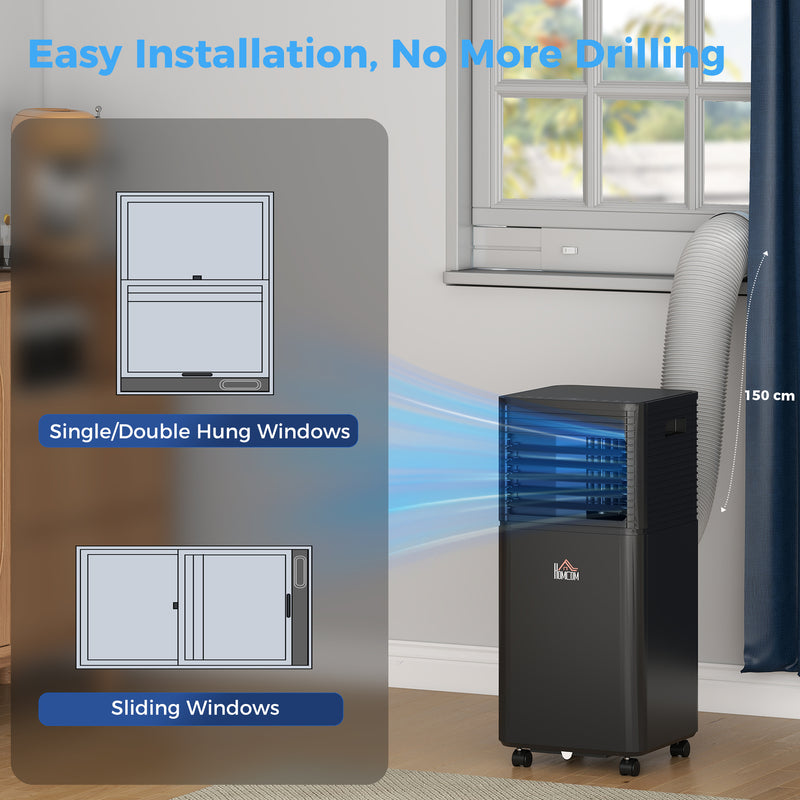 Air Conditioner, HOMCOM 10,000 BTU Portable Air Conditioner with Fan, Dehumidifier, Remote Control, 24-Hr Timer, Window Kit - Black - Seasonal Overstock