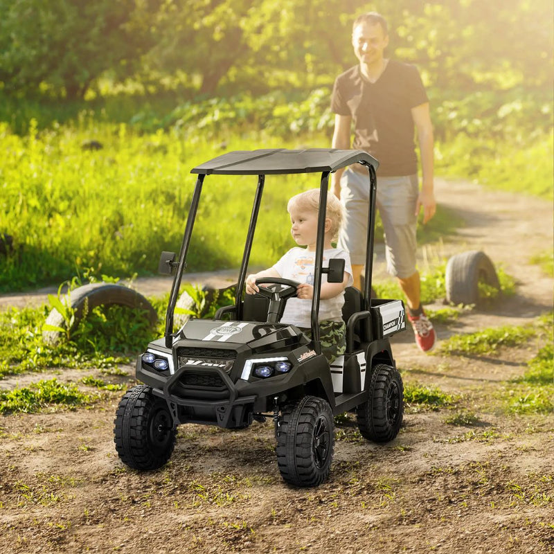 2-Seater 24V Electric Ride On UTV Car for Kids w/ Parental Remote and Sun Roof - Black