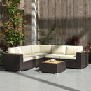 Patio Furniture, Chestnut Cove 6pc Modular Outdoor Patio Set Sectional Sofa - Khaki Brown - Seasonal Overstock