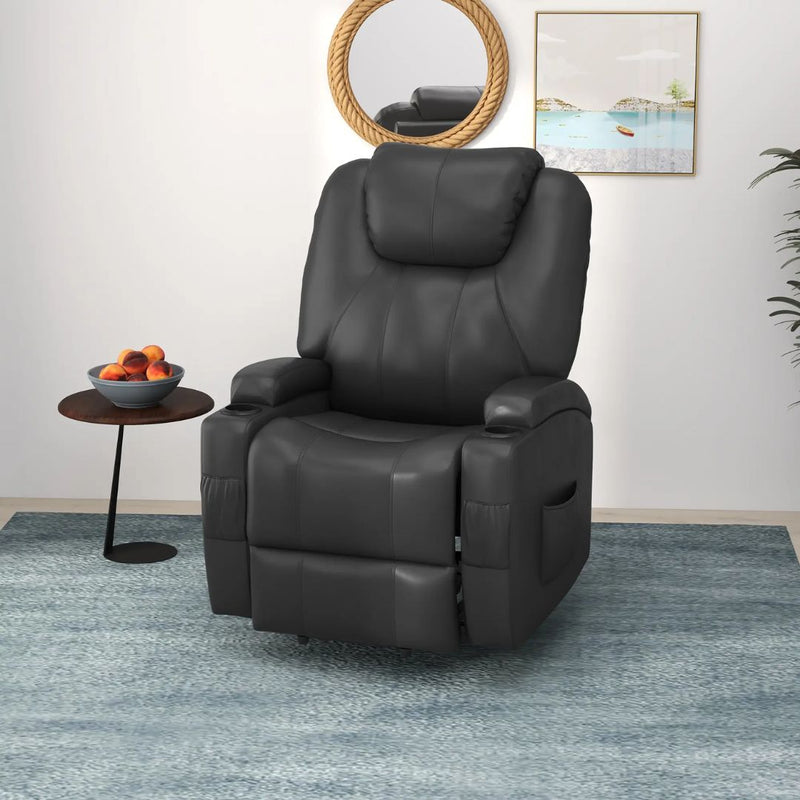 Harmond Grove Electric Lift Assist Recliner Chair with Cup Holders and Remote in Grey Faux Leather