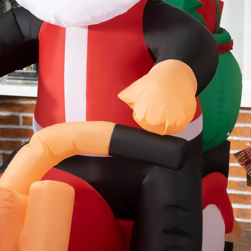 Inflatable Santa on a Motorcycle 5.5ft Tall with LED Lights for Indoor Outdoor Christmas Display