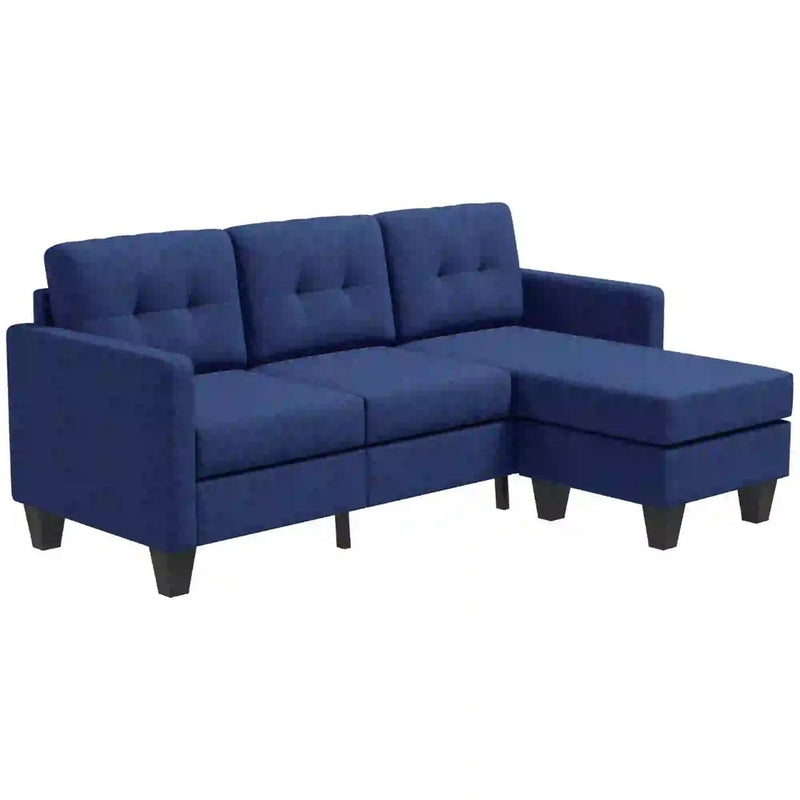 Carmen 77" Dark Blue Upholstered Reversible Sectional Sofa