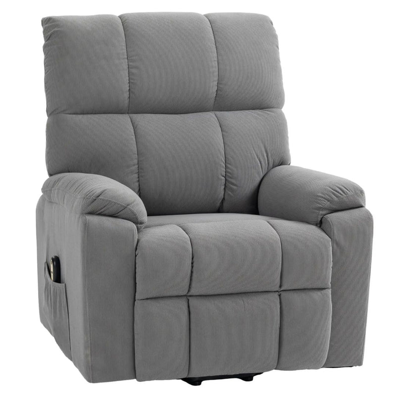 Benson Springs Lift Assist Recliner Chair with Remote - Grey Microfibre