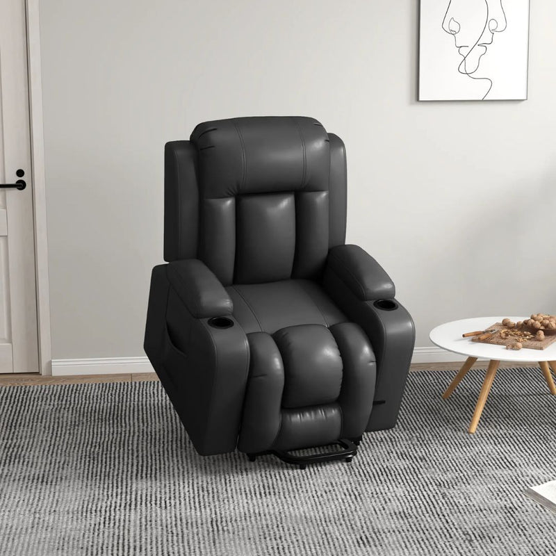 Darian Dark Grey Faux Leather Powered Lift Chair Recliner