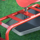 Gardening Accessories, Rolling Garden Scooter Cart with Swivel and Adjustable Seat, Basket and Tool Tray - Red - Seasonal Overstock