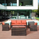 Patio Furniture, Cinder Valley 6pc Patio Set with Sofa, Loveseat, Chairs & Tables - Orange - Seasonal Overstock