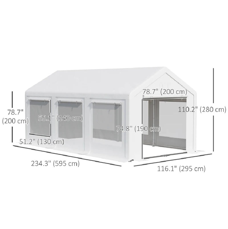 10' X 20' White Party Tent Gazebo with 6 Removeable Side Wall and 2 Door Panels