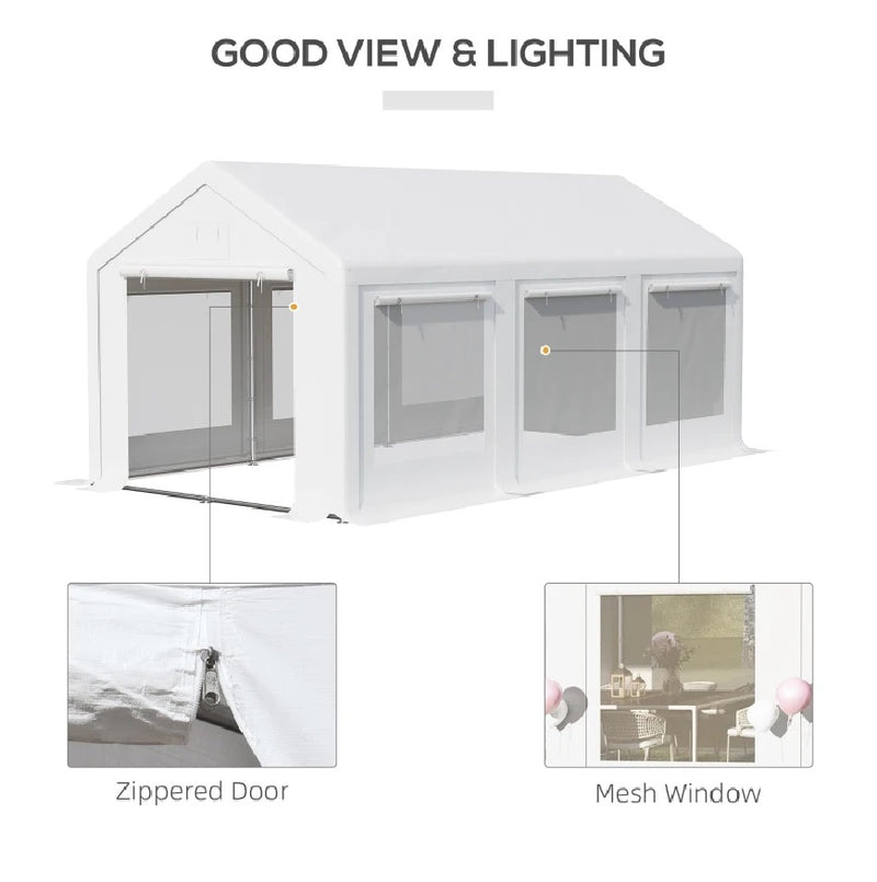 10' X 20' White Party Tent Gazebo with 6 Removeable Side Wall and 2 Door Panels