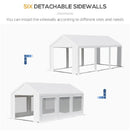 10' X 20' White Party Tent Gazebo with 6 Removeable Side Wall and 2 Door Panels