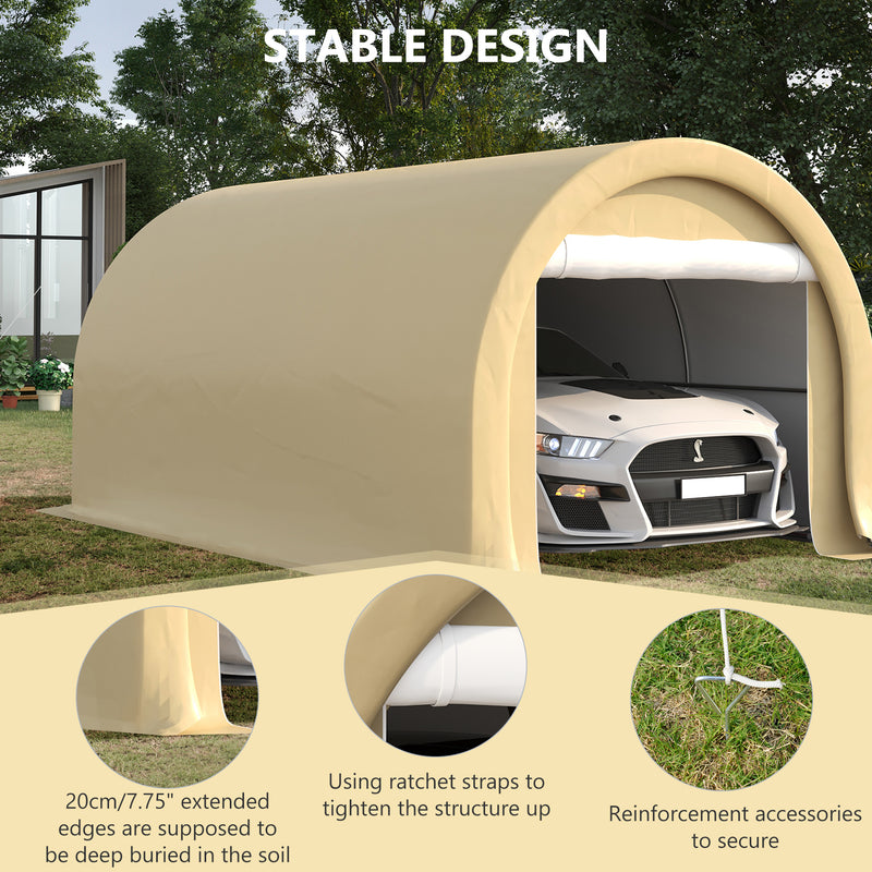 10' x 16' Heavy Duty Portable Shed Carport for Car, Boat, ATV, Motorcycle Storage - Beige