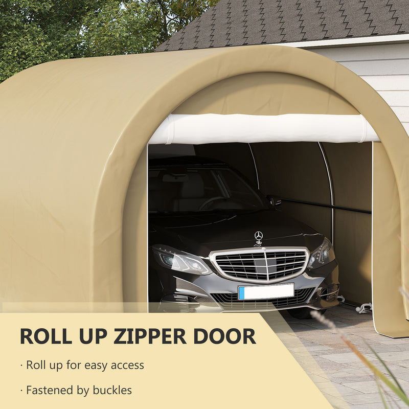 10' x 16' Heavy Duty Portable Shed Carport for Car, Boat, ATV, Motorcycle Storage - Beige