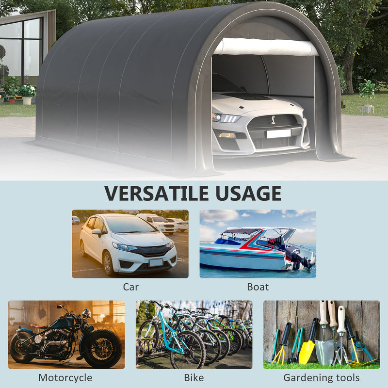 10' x 16' Heavy Duty Portable Shed Carport for Car, Boat, ATV, Motorcycle Storage - Grey