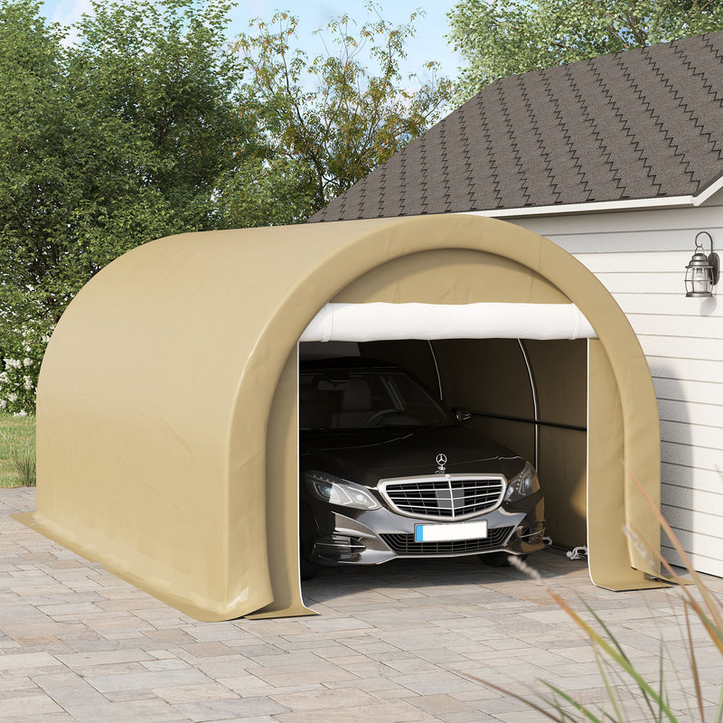 10' x 16' Heavy Duty Portable Shed Carport for Car, Boat, ATV, Motorcycle Storage - Beige