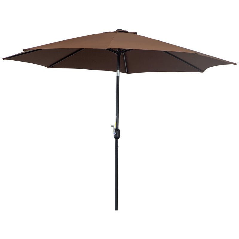 Patio Umbrellas, 10' x 8' Round Patio Umbrella with Tilt and Hand Crank Parasol - Coffee Brown - Seasonal Overstock