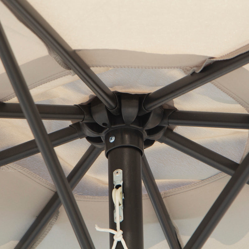 Patio Umbrellas, 10' x 8' Round Patio Umbrella with Tilt and Hand Crank Parasol - Light Grey - Seasonal Overstock