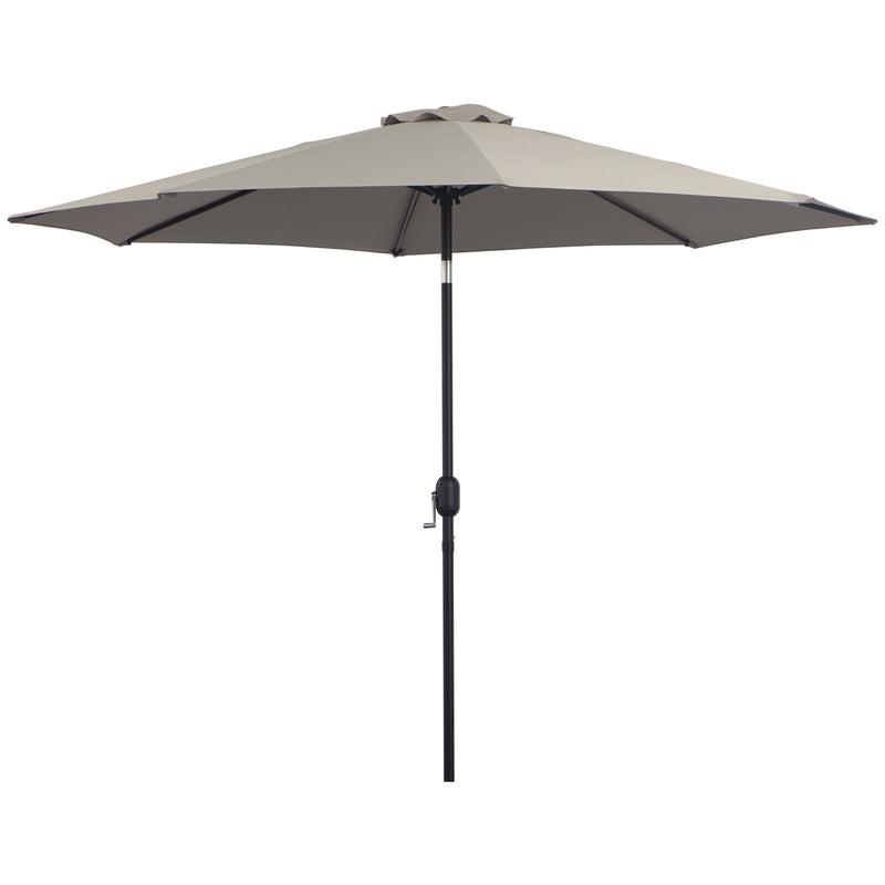 Patio Umbrellas, 10' x 8' Round Patio Umbrella with Tilt and Hand Crank Parasol - Light Grey - Seasonal Overstock