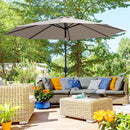 Patio Umbrellas, 10' x 8' Round Patio Umbrella with Tilt and Hand Crank Parasol - Light Grey - Seasonal Overstock