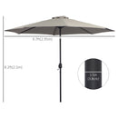 Patio Umbrellas, 10' x 8' Round Patio Umbrella with Tilt and Hand Crank Parasol - Light Grey - Seasonal Overstock