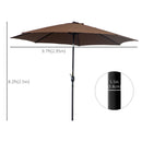 Patio Umbrellas, 10' x 8' Round Patio Umbrella with Tilt and Hand Crank Parasol - Coffee Brown - Seasonal Overstock