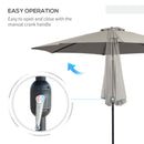 Patio Umbrellas, 10' x 8' Round Patio Umbrella with Tilt and Hand Crank Parasol - Light Grey - Seasonal Overstock