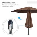 Patio Umbrellas, 10' x 8' Round Patio Umbrella with Tilt and Hand Crank Parasol - Coffee Brown - Seasonal Overstock