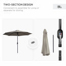 Patio Umbrellas, 10' x 8' Round Patio Umbrella with Tilt and Hand Crank Parasol - Light Grey - Seasonal Overstock