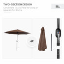 Patio Umbrellas, 10' x 8' Round Patio Umbrella with Tilt and Hand Crank Parasol - Coffee Brown - Seasonal Overstock