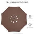Patio Umbrellas, 10' x 8' Round Patio Umbrella with Tilt and Hand Crank Parasol - Coffee Brown - Seasonal Overstock