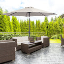 Patio Umbrellas, 10' x 8' Round Patio Umbrella with Tilt and Hand Crank Parasol - Light Grey - Seasonal Overstock