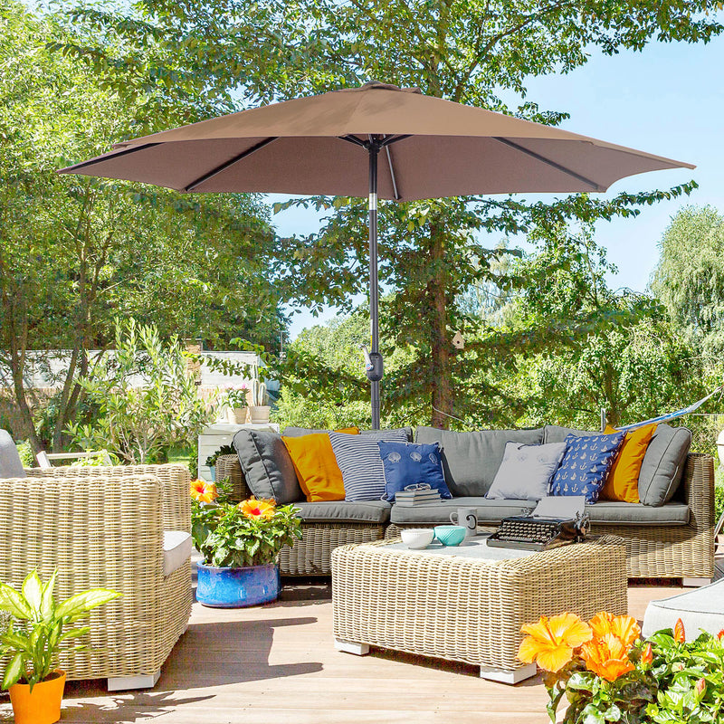 10' x 8' Round Patio Umbrella with Tilt and Hand Crank Parasol