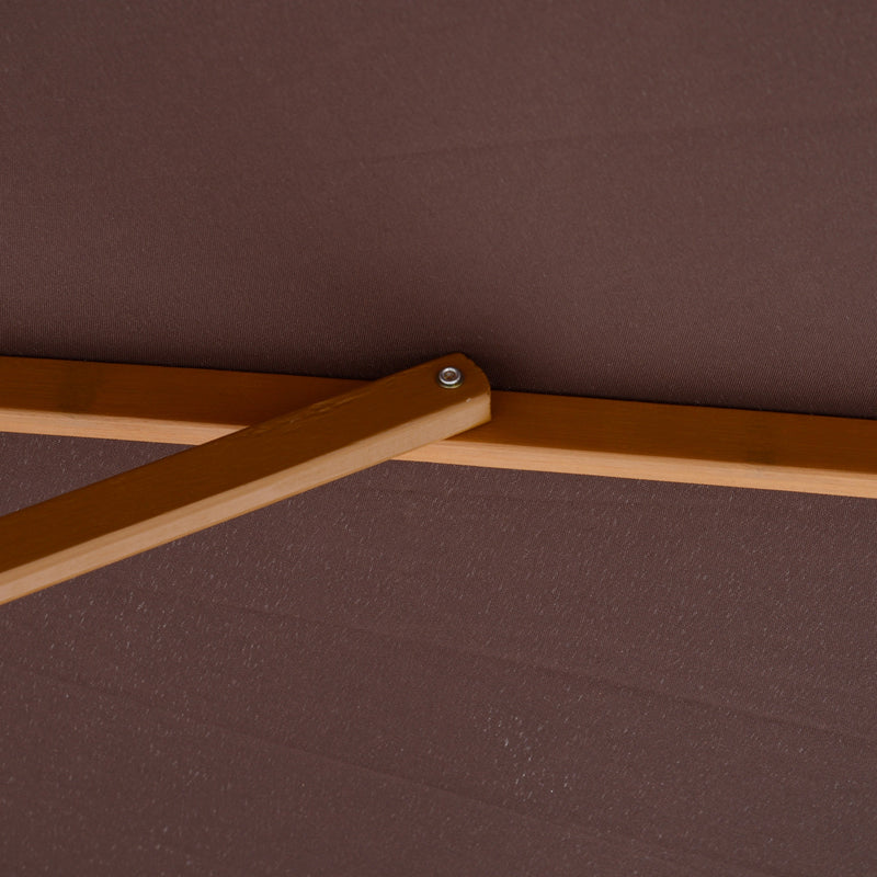 Patio Umbrellas, 10' x 8' Round Sun Shade Market Umbrella with Wood Bamboo Pole - Coffee Brown - Seasonal Overstock