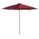 10' x 8' Round Sun Shade Market Umbrella with Wood Bamboo Pole - Wine Red - Seasonal Overstock