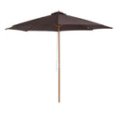 Patio Umbrellas, 10' x 8' Round Sun Shade Market Umbrella with Wood Bamboo Pole - Coffee Brown - Seasonal Overstock