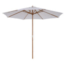 10' x 8' Round Sun Shade Market Umbrella with Wood Bamboo Pole - White - Seasonal Overstock