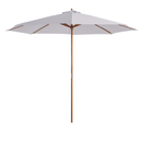 10' x 8' Round Sun Shade Market Umbrella with Wood Bamboo Pole - White - Seasonal Overstock