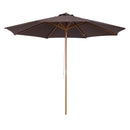 Patio Umbrellas, 10' x 8' Round Sun Shade Market Umbrella with Wood Bamboo Pole - Coffee Brown - Seasonal Overstock