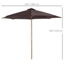 Patio Umbrellas, 10' x 8' Round Sun Shade Market Umbrella with Wood Bamboo Pole - Coffee Brown - Seasonal Overstock