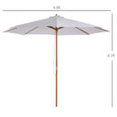 10' x 8' Round Sun Shade Market Umbrella with Wood Bamboo Pole - White - Seasonal Overstock