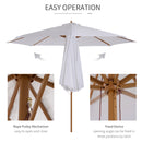 10' x 8' Round Sun Shade Market Umbrella with Wood Bamboo Pole - White - Seasonal Overstock