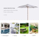 10' x 8' Round Sun Shade Market Umbrella with Wood Bamboo Pole - White - Seasonal Overstock