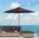 Patio Umbrellas, 10' x 8' Round Sun Shade Market Umbrella with Wood Bamboo Pole - Coffee Brown - Seasonal Overstock